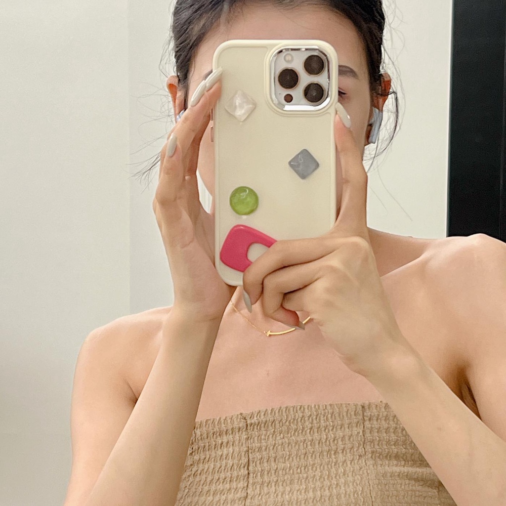 Ốp Điện Thoại Tpu Silicon Mềm Bảo Vệ Toàn Diện Họa Tiết Đá Quý 3D Cho iPhone 14 13 Pro Max 12 11