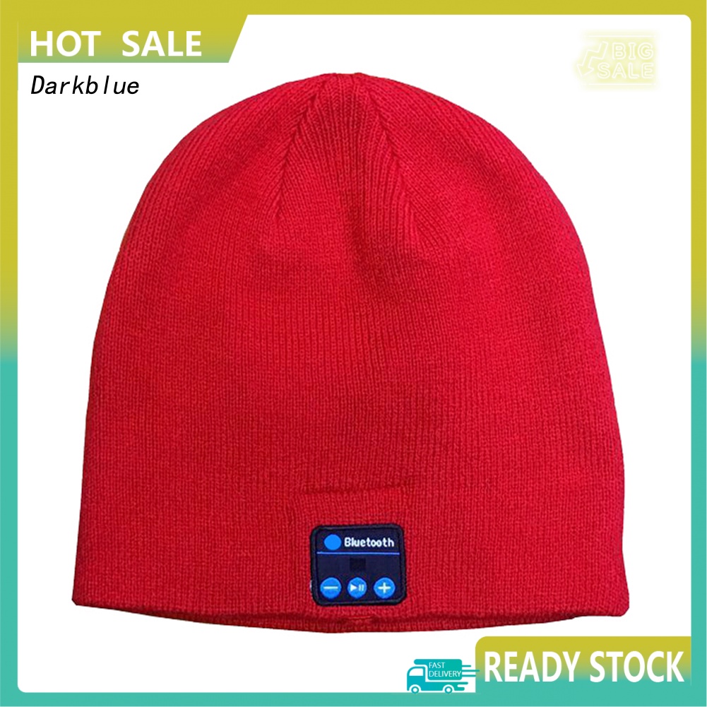 < Darkblue > Mũ Beanie Dệt Kim Giữ Ấm Tai Nghe Bluetooth Có Thể Sạc Lại USB Vào Mùa Đông