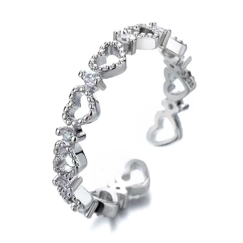 Nhẫn Hở Hình Trái Tim Đính Đá Ngọt Ngào Cho Nữ