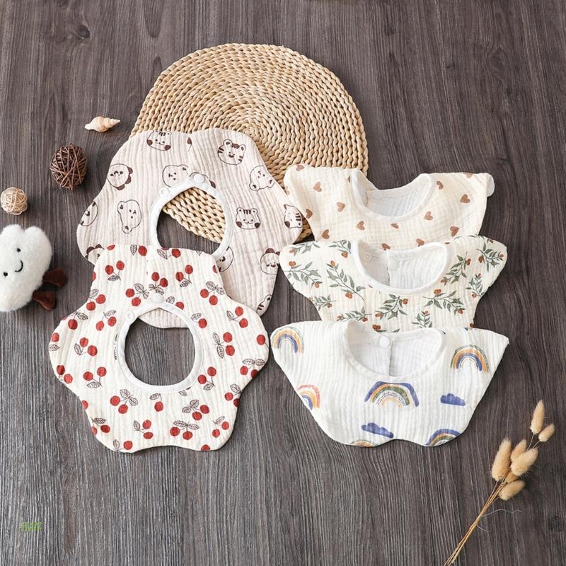 Yếm Ăn Cotton Muslin Có Nút Điều Chỉnh Được Dành Cho Bé Sơ Sinh Mọc Răng Và Nước Dãi
