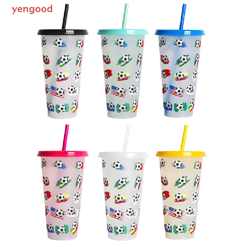 Cốc Uống Cà Phê 710ml Kèm Ống Hút Thay Đổi Màu Sắc Sáng Tạo