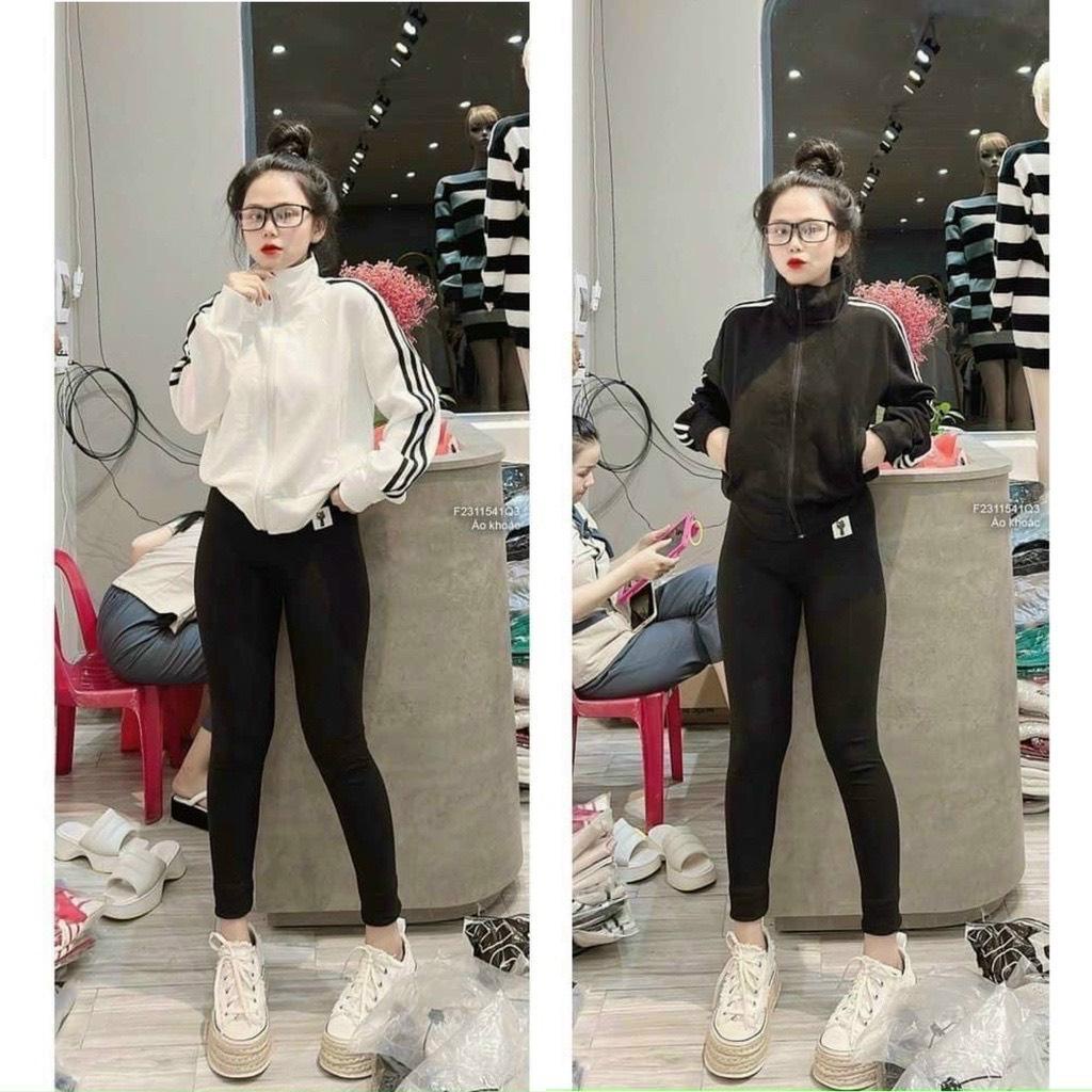 Áo Khoác Thể Thao Tay Sọc Da Lộn Có 2 Túi Trong