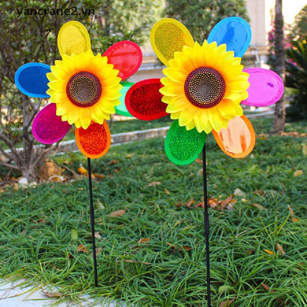 {YAN2} Mới} Chong Chóng Gió Hoa Hướng Dương Nhiều Màu Trang Trí Sân Vườn Ngoài Trời {yancrane2.vn}