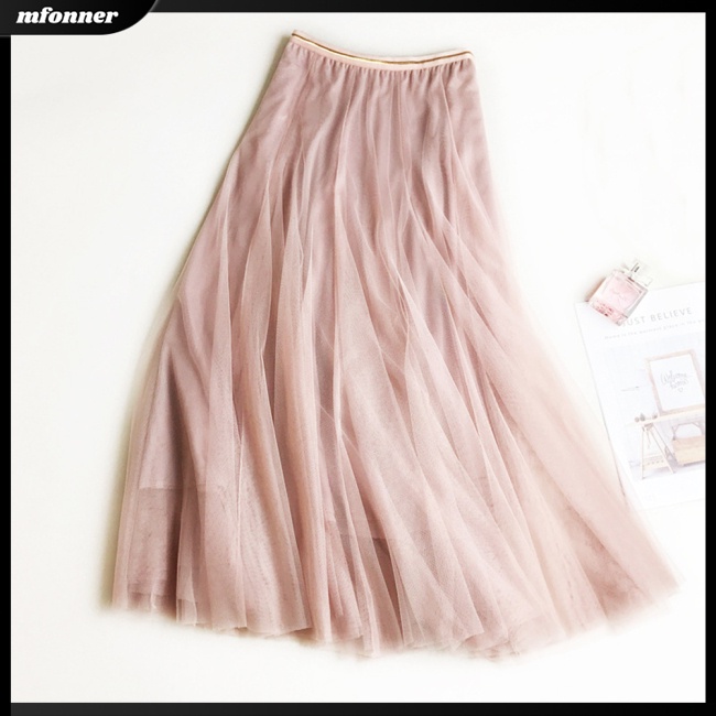 Chân Váy Tutu Lưng Cao Co Giãn Màu Trơn Mềm Mại Thoáng Khí Thoải Mái Cho Nữ