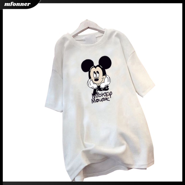 Áo Thun Tay Ngắn Dáng Rộng In Hoạt Hình Chuột Dễ Thương Cho Nữ