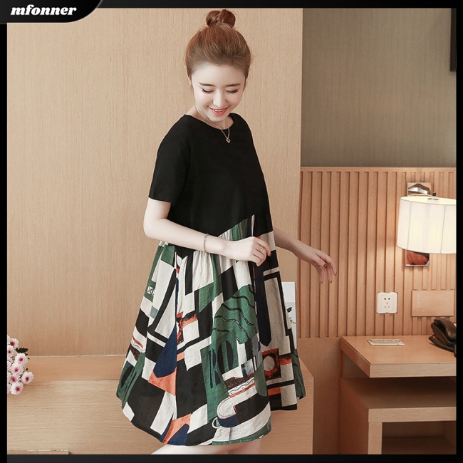 Đầm Dáng Chữ A Tay Ngắn Dáng Rộng Thời Trang Mùa Hè Cho Nữ