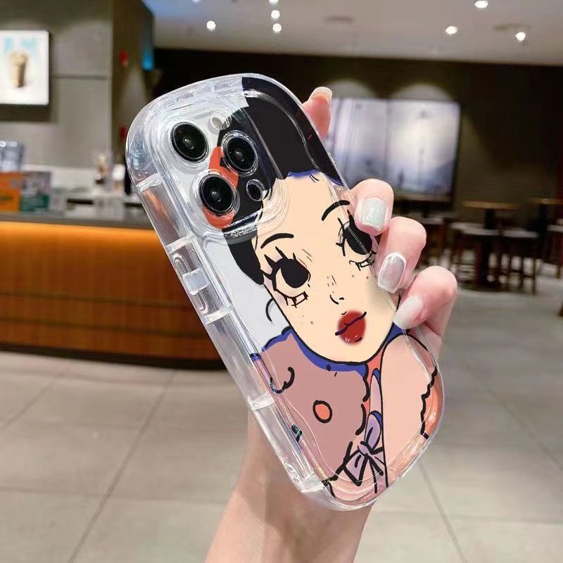 ✅Ốp Điện Thoại Túi Khí Mềm Cao Cấp Hình Cô Gái Mắt To iPhone14ProMax78plus Xr 11 12 xs 13 O77G