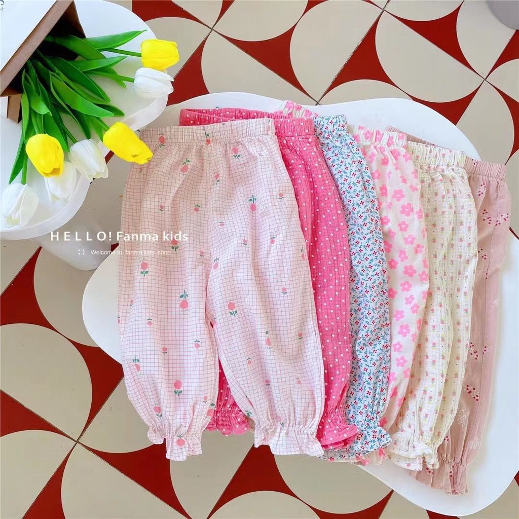 Quần Dài Chống Nắng Lưng Cao Trong Suốt In Họa Tiết Hoa Phong Cách Cổ Điển Dành Cho Bé Gái 80-140CM