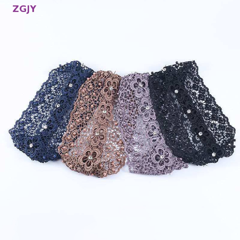 Băng Đô Ren Mỏng Vành Rộng Thoáng Khí Thêu Họa Tiết Đính Ngọc Trai Thời Trang Cho Nữ Mới