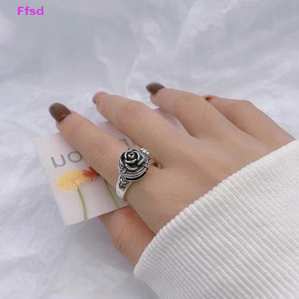 {Ffsd} Hộp Nhẫn Mở Hình Hoa Hồng Thiết Kế Sáng Tạo Cổ Điển Có Thể Điều Chỉnh * Bán Chạy