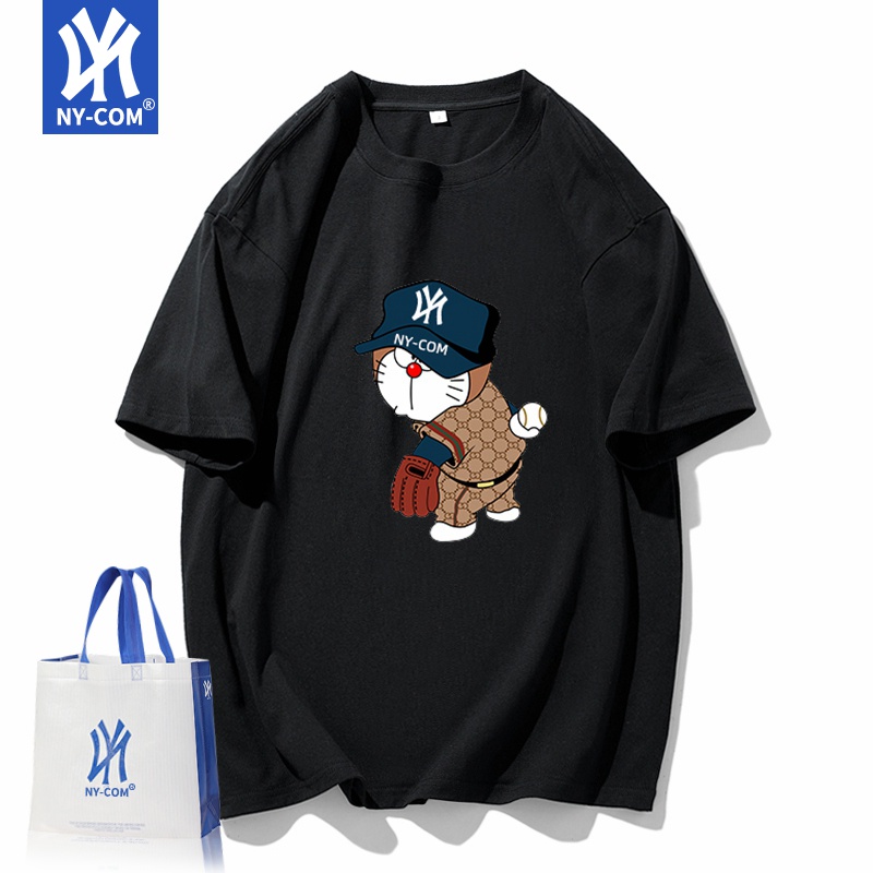 Ny-com Áo Thun cotton Ngắn Tay Form Rộng In Họa Tiết Hoạt Hình Thời Trang Mùa Hè Cho Cặp Đôi