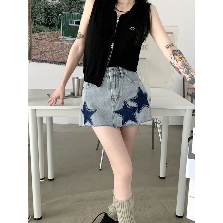 Chân Váy Denim Chữ a Lưng Cao Phong Cách Retro Thời Trang Mùa Hè Dành Cho Nữ