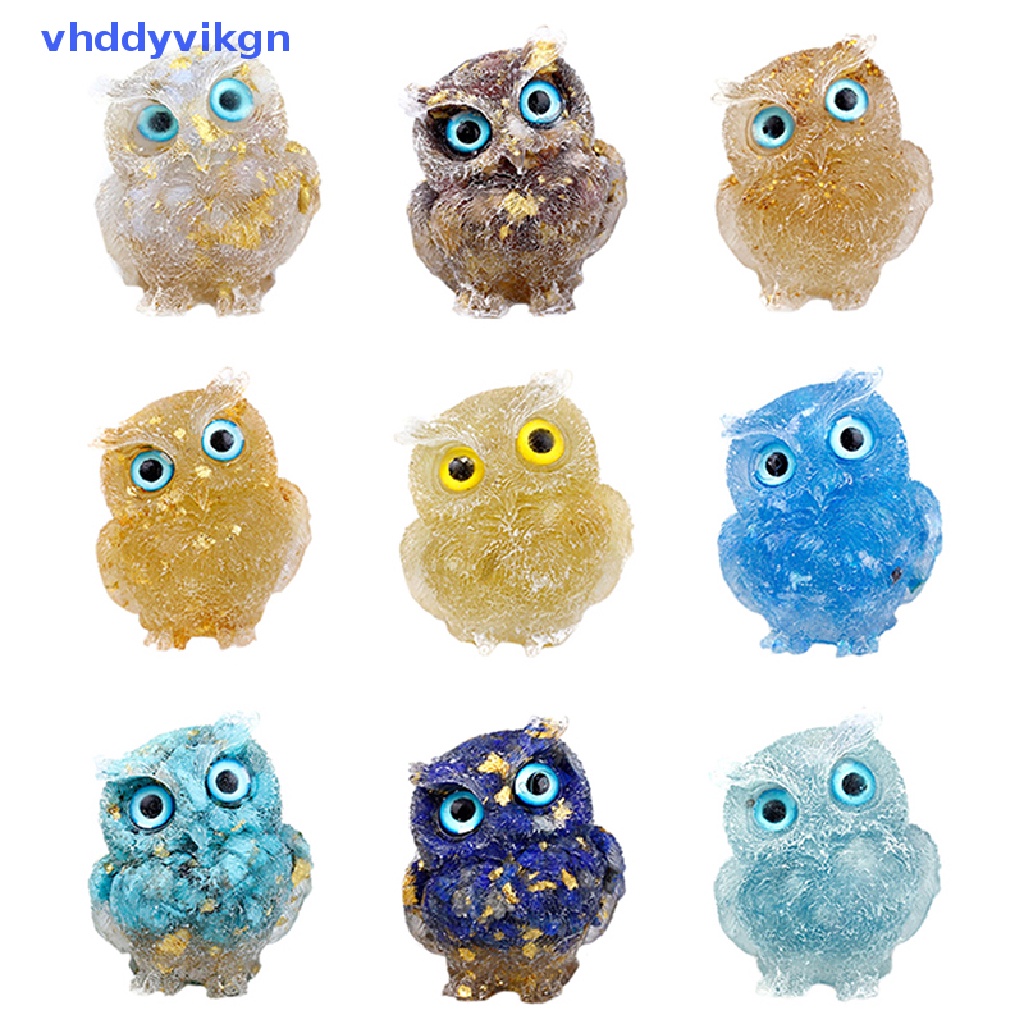 1 Tượng Cú Mèo Bằng Đá Pha Lê Tự Nhiên Thủ Công Dùng Trang Trí