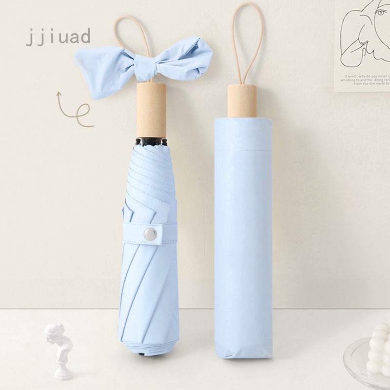 Dù Gấp 8 Khúc Tay Cầm Bằng Gỗ Chống Gió Chống Nắng Cho Nam Và Nữ