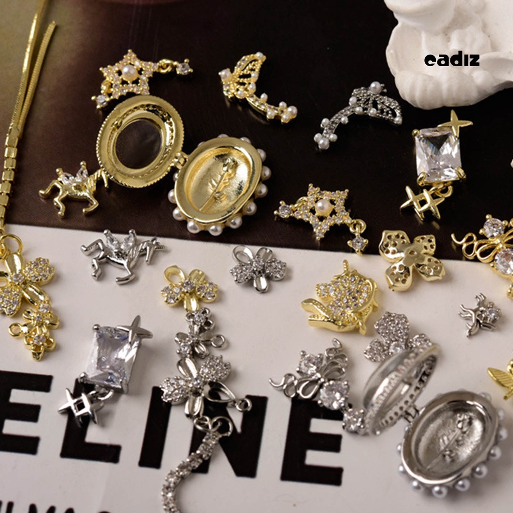 Phụ Kiện Dây Xích Hình Hoa Bướm Lấp Lánh Trang Trí Móng Tay Nghệ Thuật Chống Rơi Chống Rỉ Sét DIY