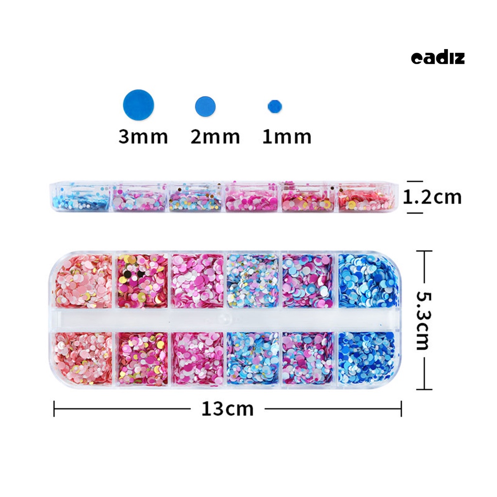 1 Hộp 12 Ngăn Kim Tuyến Tròn Lấp Lánh Nhiều Màu Trang Trí Móng Nghệ Thuật DIY