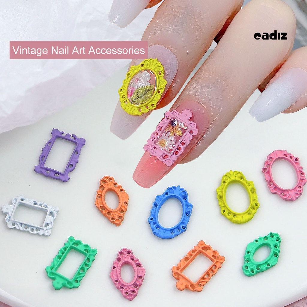 1 Hộp Phụ Kiện Trang Trí Móng Nghệ Thuật Hình Hoa Ba Chiều Viền Rỗng Bằng Hợp Kim Phong Cách Vintage