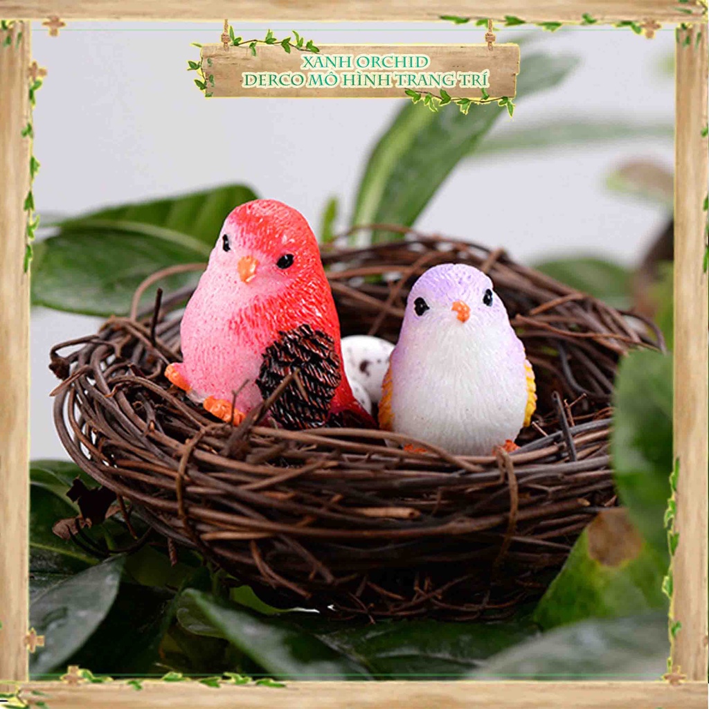 Mô Hình Tiểu Cảnh "Chim sẻ 8 sắc màu Mini " Trang Trí Sen Đá, Sân Vườn/ Chậu Cây, DYI, Terrarium