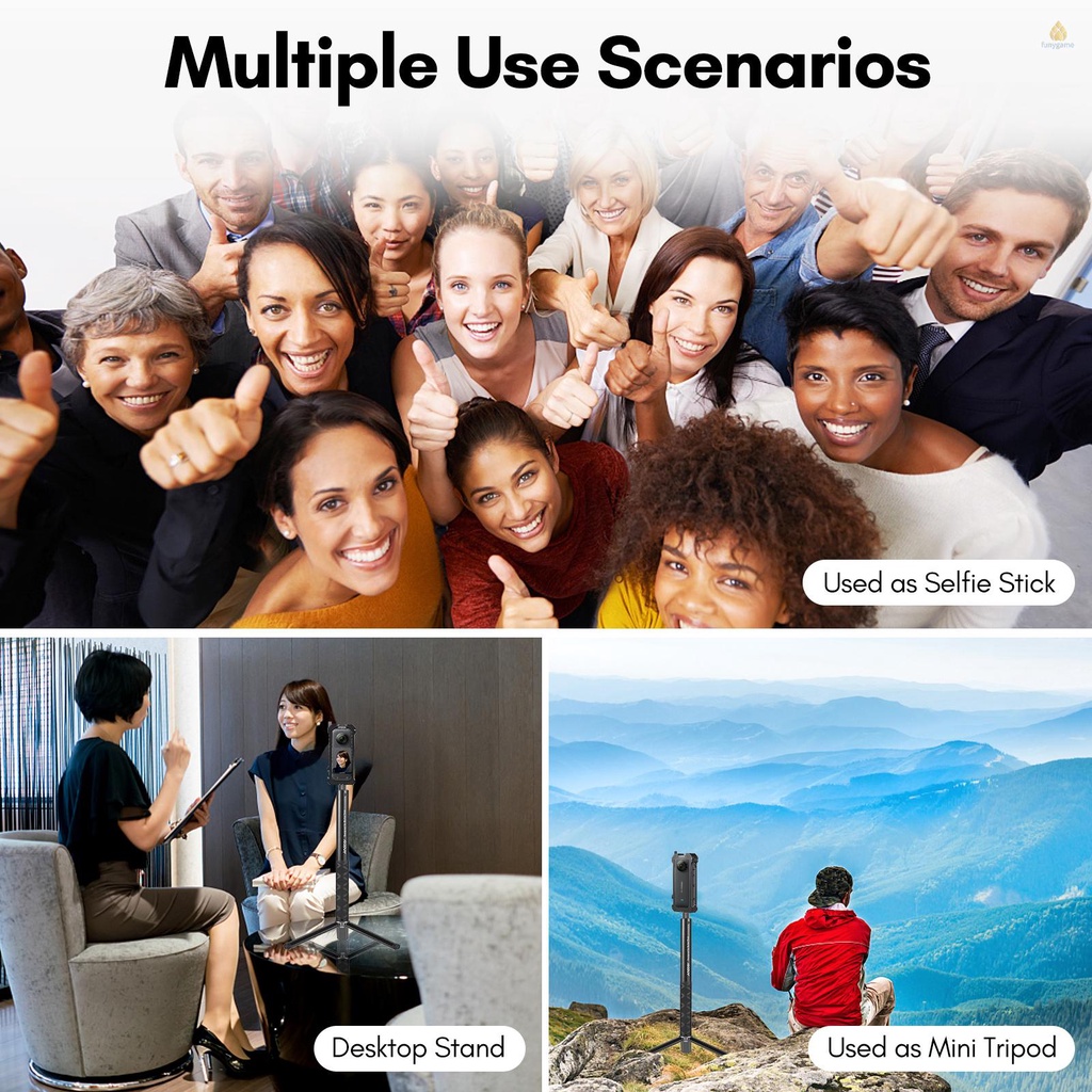 Khung Gắn Máy Ảnh Andoer Mini Bằng Hợp Kim Nhôm Kèm Gậy Tự Sướng 28cm - 110cm