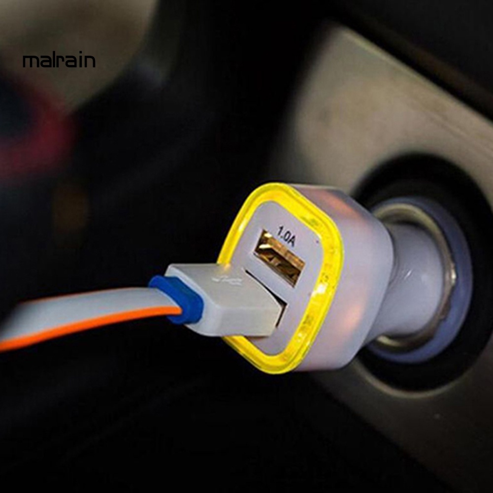 Tẩu Sạc Hai Cổng USB 2.1A Tích Hợp Đèn LED Cho iPhone iPad Samsung Galaxy