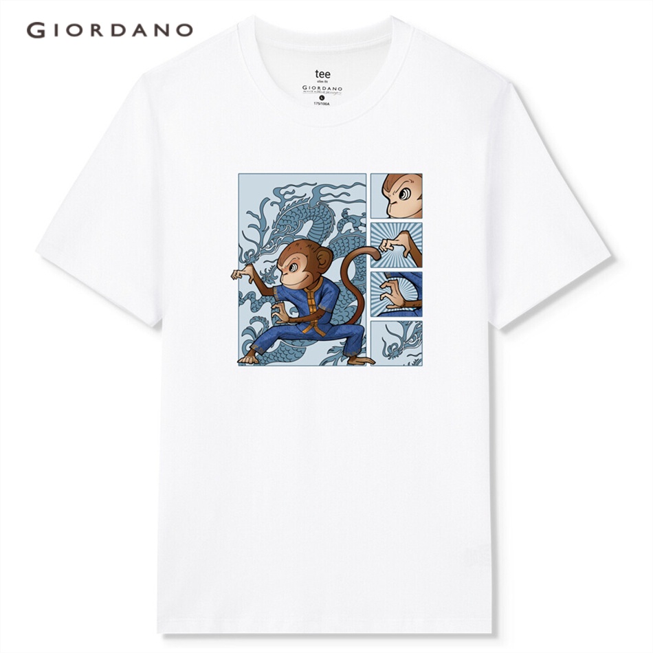 Áo thun GIORDANO 91093054 tay ngắn cổ tròn in họa tiết dành cho nam