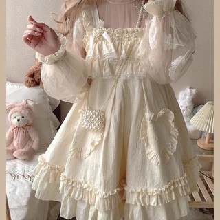 Áo sơ mi tay phồng dáng rộng thêu hình lông vũ phối ren lông vũ kiểu lolita nhật bản dễ thương cho nữ