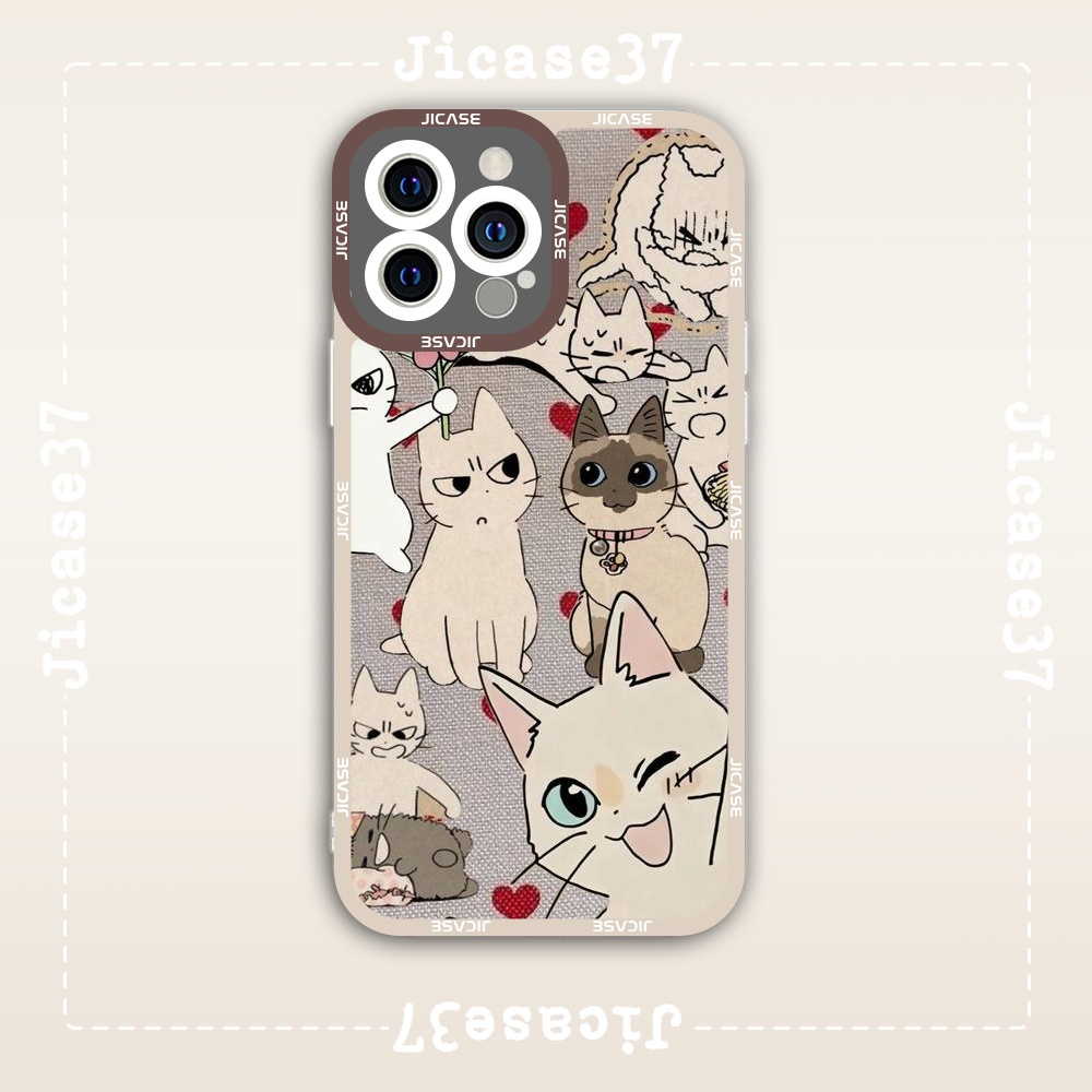 Ốp lưng iphone cạnh vuông Jicase Cặp Đôi Mèo Con Couple Kitty Kitten Cute