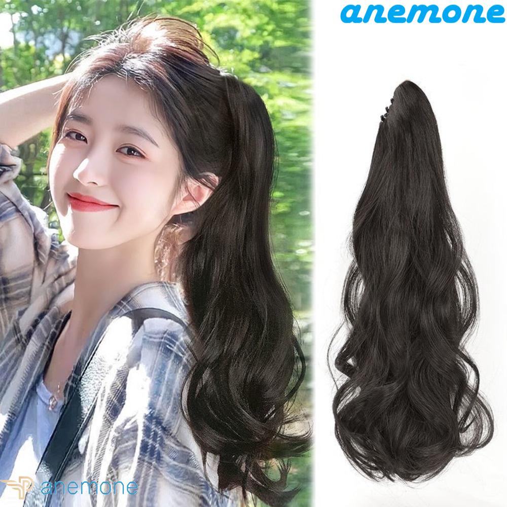 Anemone Kẹp Tóc Đuôi Ngựa Dài Gợn Sóng Màu Nâu Tự Nhiên Chịu Nhiệt Cho Nữ