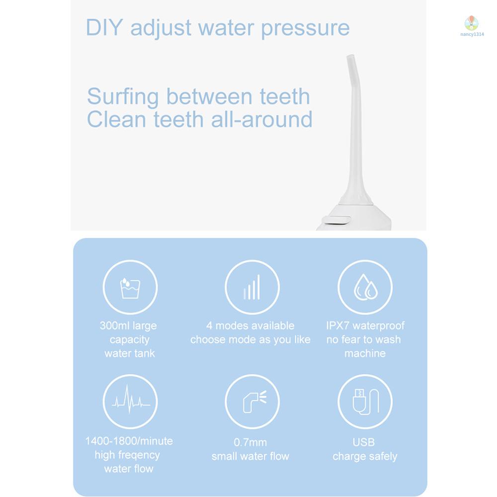 Máy Phun Nước 300ml Không Dây Sạc USB 2 Phút Hẹn Giờ 4 Chế Độ Chống Thấm Nước IPX7 Dùng Trong Nha Khoa / Mang Đi Du Lịch