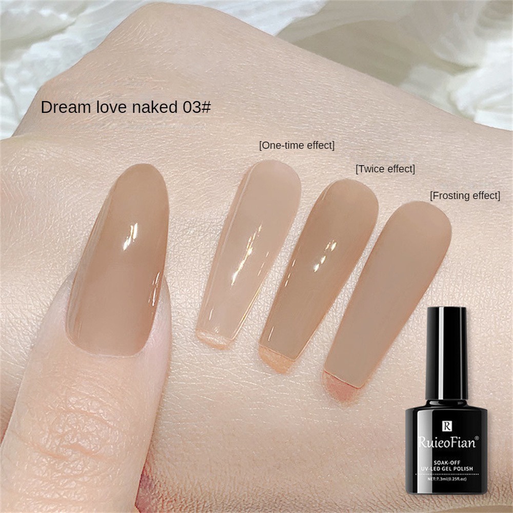 7.3ml Ruieo Fian Gel Sơn móng tay Bán trong suốt Màu khỏa thân Gel móng tay Ba Lan Băng qua màu nâu hồng Pháp Gel Dầu bóng Ngâm Tắt Gel Làm móng tay qusl