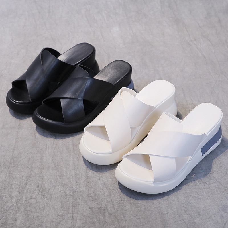 Sandal Cao Gót Hở Ngón Đế Xuồng Dày Quai Chéo Cài Nút Thời Trang Mùa Hè Hàng Mới 2023