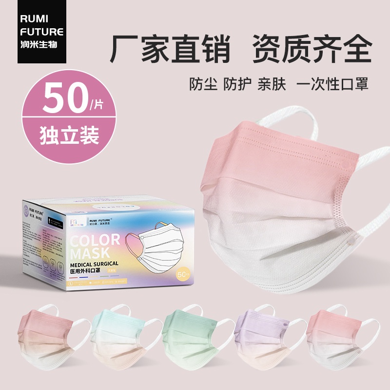 Set 50 Khẩu Trang Y Tế Màu Sắc Gradient Dành Cho Người Lớn