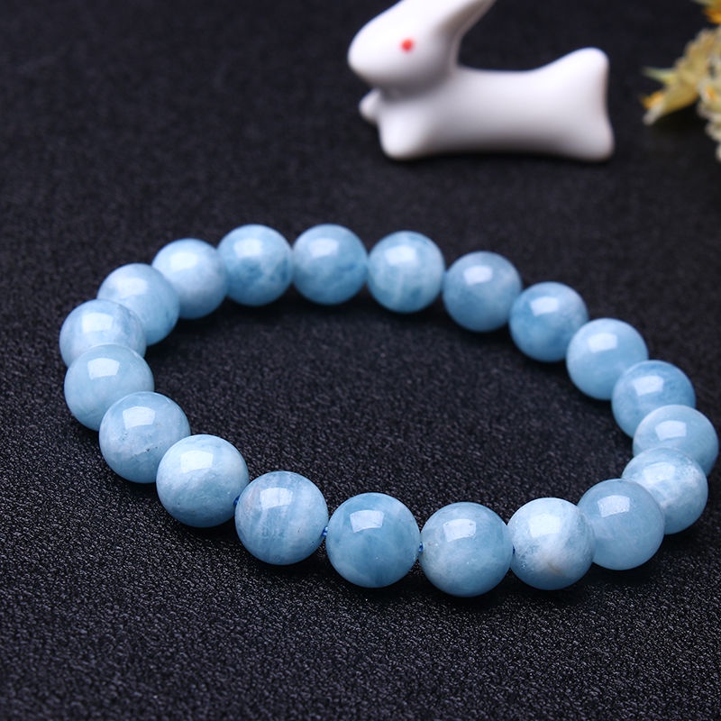 Vòng Đeo Tay Bằng Aquamarine Tự Nhiên Màu Xanh Dương Pha Lê Thời Trang Mùa Hè Cho Nữ