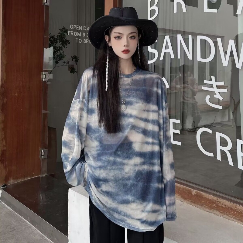 Áo Thun Lưới Nhuộm Màu Tay Dài Chống Nắng Có size Lớn Thời Trang Mùa Hè Dành Cho Nữ