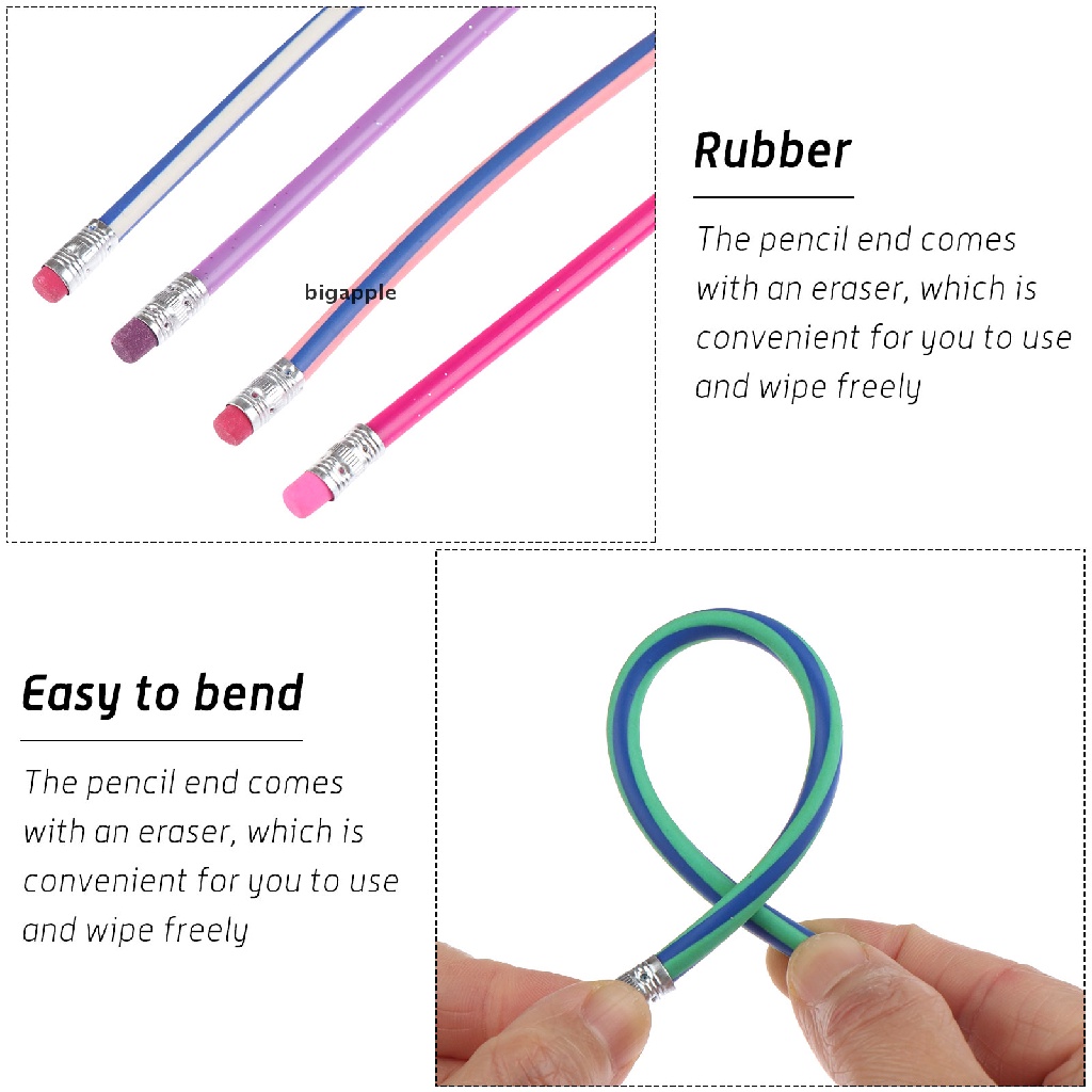 Bigapple Bút Chì Kẻ Sọc Mềm Dẻo Uốn Cong Linh Hoạt Nhiều Màu Sắc RDG Cho Trẻ Em