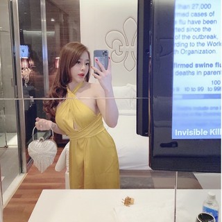 Đầm maxi cột nơ xẻ tà siêu xinh