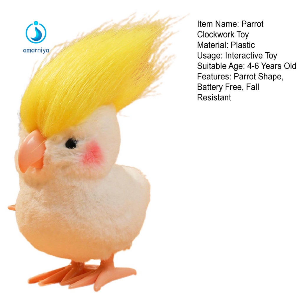 Đồ Chơi Lên Dây Cót Hình Chú Vẹt Hoạt Hình Vui Nhộn Bằng Nhựa Không Dùng Pin