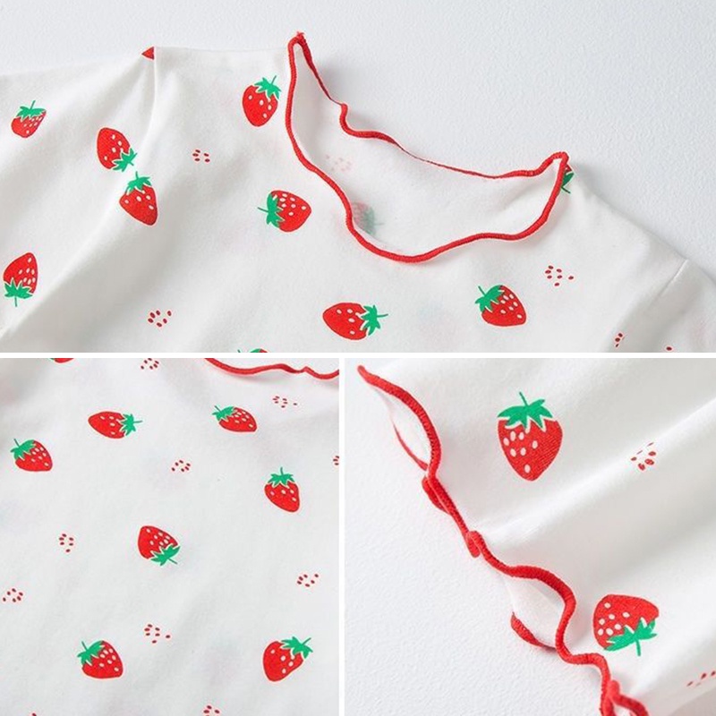 Bộ Đồ Ngủ Tay Ngắn Mềm Mại Thoải Mái Phong Cách Hàn Quốc Thời Trang Mùa Hè Cho Bé Gái 0-6 Tuổi