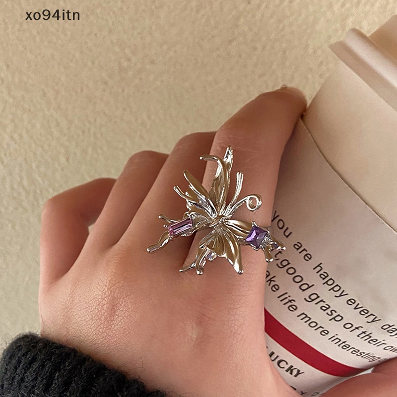 Nhẫn Hở Hình Bướm Bằng Kim Loại Y2K Phong Cách Punk Cổ Điển