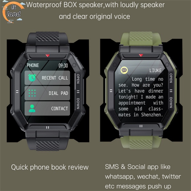 Bộ Đồng Hồ Thông Minh K55 Màn Hình 1.85 Inch Bluetooth Có Pin 350mah Chống Nước Ip68 Chuyên Dụng Cho Nam