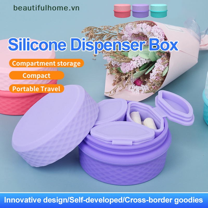 Hộp Đựng Thuốc 3 Trong 1 Bằng Silicone Tiện Dụng Mang Theo Du Lịch