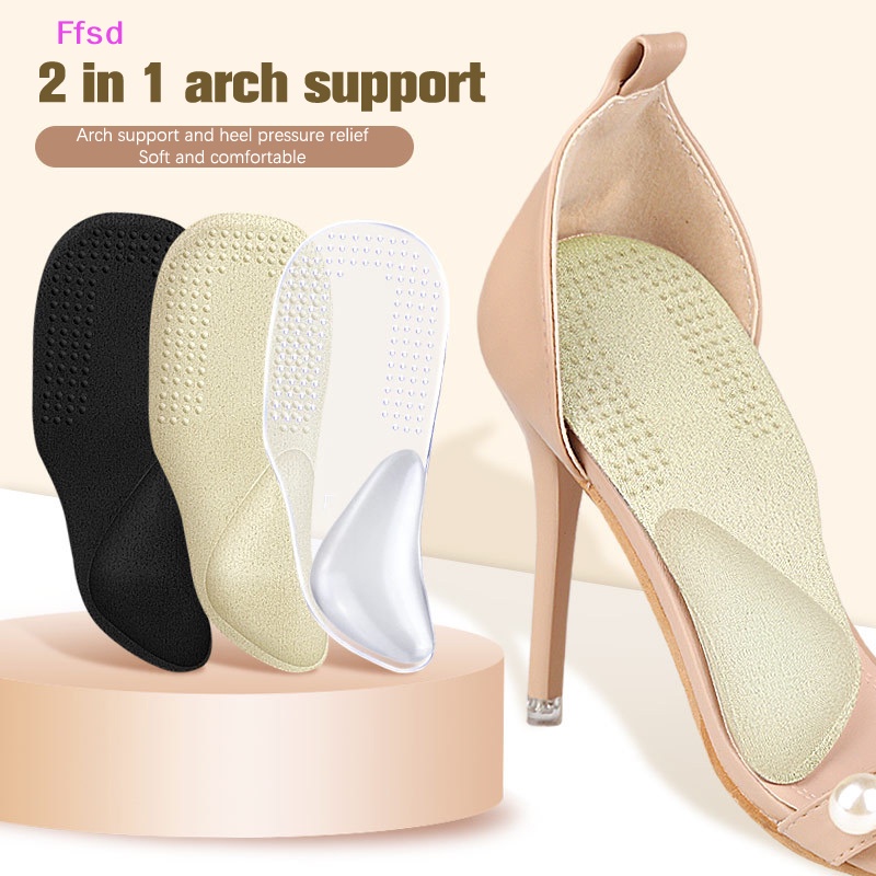 1 Cặp Đệm Lót Giày Cao Gót Dạng Vòm Tự Dính Hấp Thụ Mồ Hôi Chống Trượt