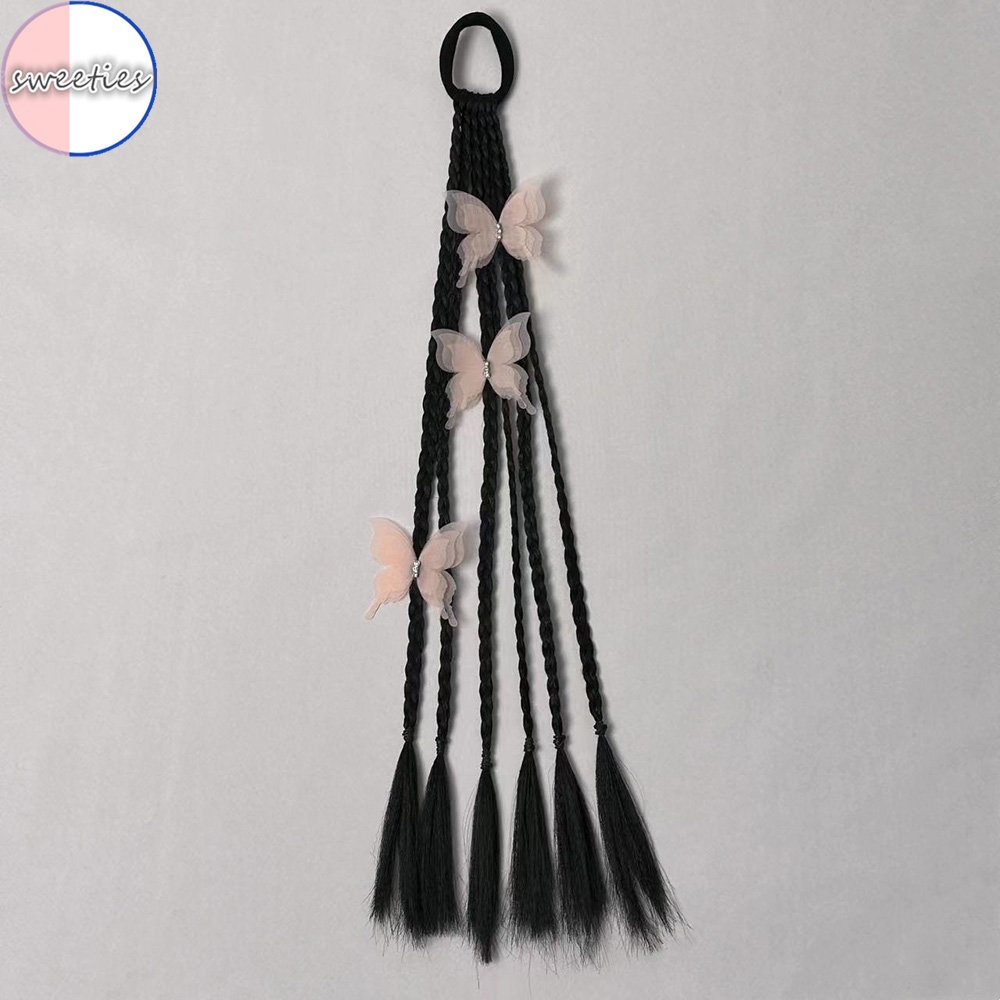 Mới Tóc Giả Thắt Bím Bằng Sợi Tổng Hợp Màu Đen Co Giãn Dành Cho Nữ