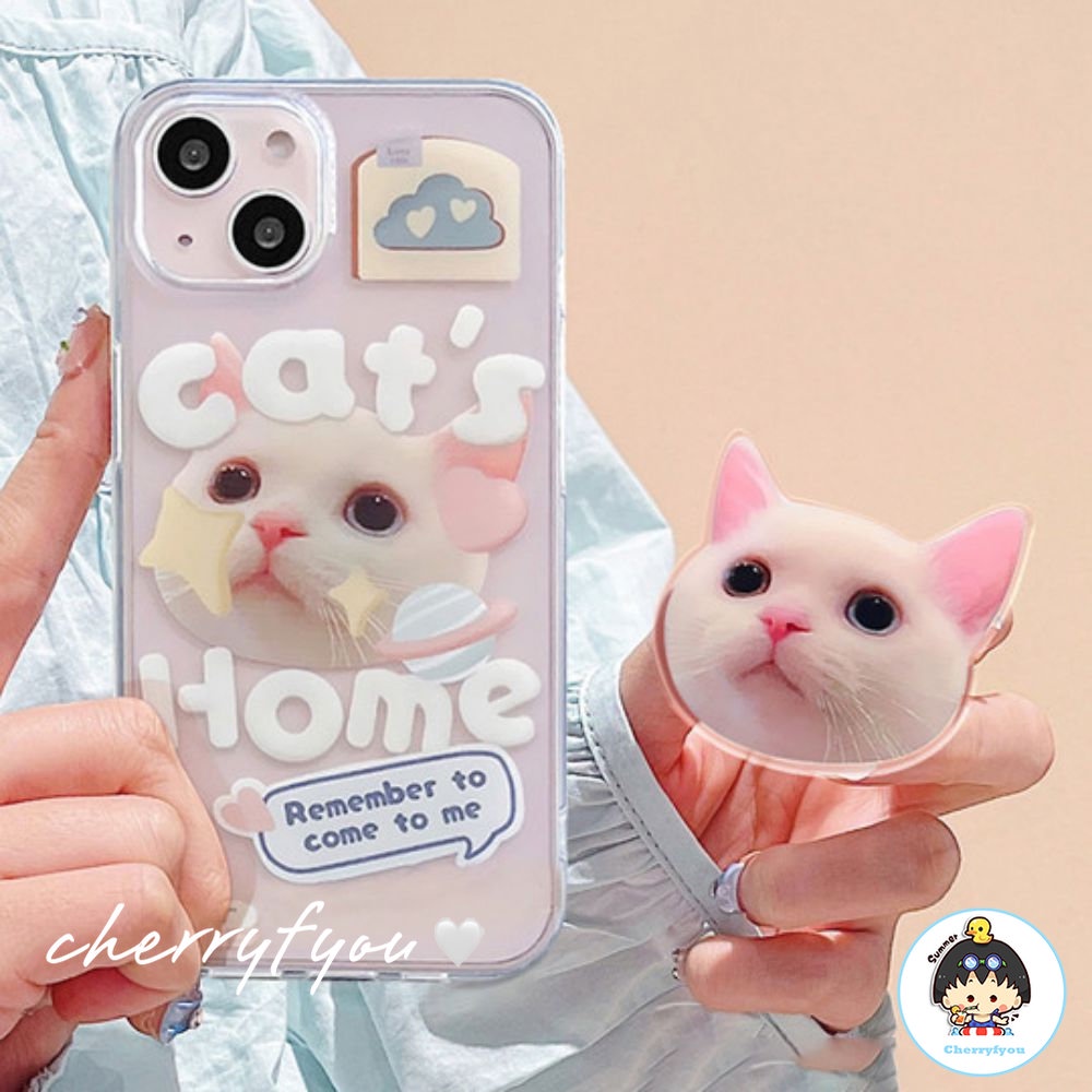 Ốp Điện Thoại TPU Mềm Chống Bụi Bẩn Chống Sốc Có Giá Đỡ Hình Mèo Dễ Thương Cho IPhone 11 12 13 14 Pro Max