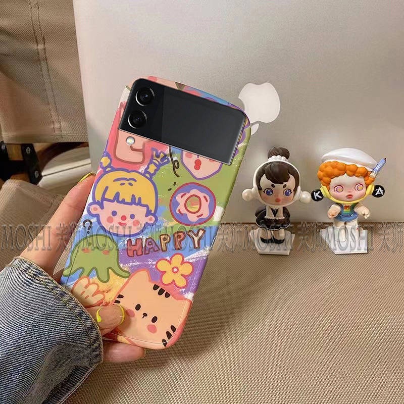 Samsung Z Flip3 European and American Retro Cute Graffiti Phone Case Niche High-End Ultra-Thin Anti-Fall Trendy Brand Ins HH8D
