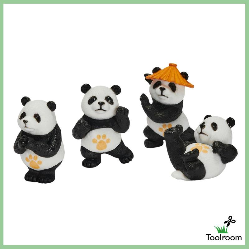 Set 4 Bức Tượng Gấu Trúc Nhỏ Điêu Khắc Trang Trí Nhà Cửa Sân Vườn