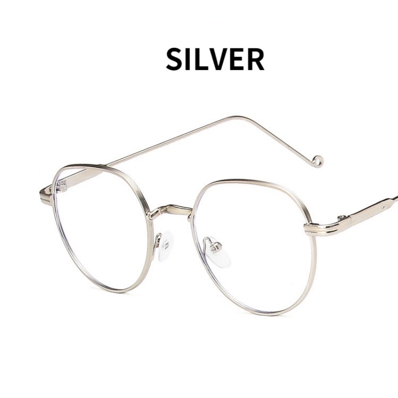 (KIQI-FASHION) COD Mắt Kính Gọng Kim Loại Tròn Chống Bức Xạ Ánh Sáng Xanh / Cổ Điển Thời Trang Phong Cách Hàn Quốc Cho Nữ