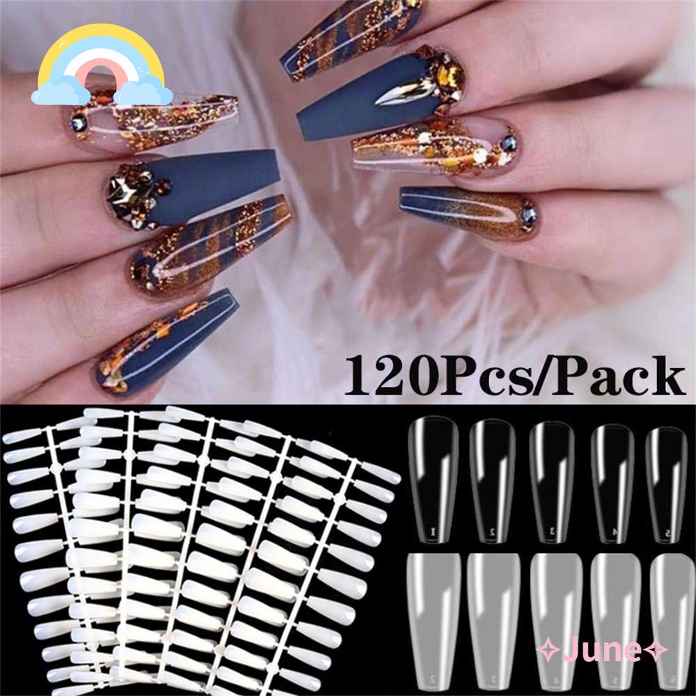 [Hàng mới về] Set 120 móng tay giả bằng acrylic trong suốt dùng trang trí diy màu sắc