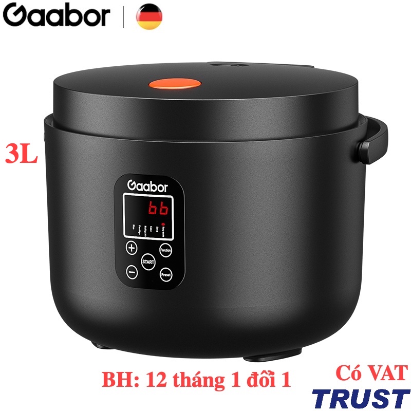 Nồi cơm điện thông minh Gaabor GR-S30A dung tích lớn 3L (lòng nồi 1.2L, phù hợp cho 3-4 người) - Chính Hãng