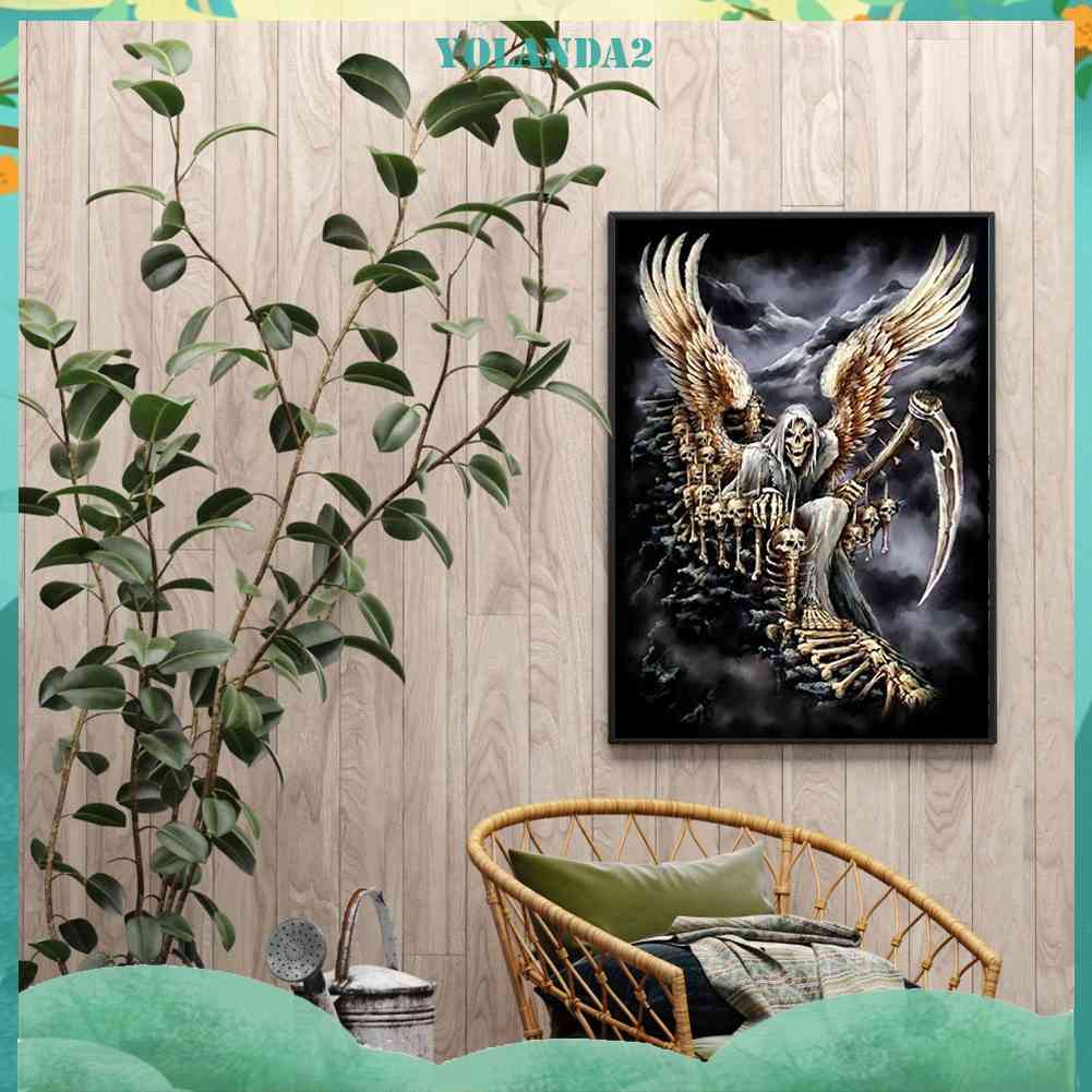 Tranh Đính Đá Kim Cương Toàn Bộ 5D DIY Hình Vẽ Bộ Xương Người Trang Trí Nhà Cửa